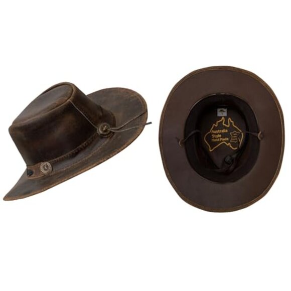 Genuine Leather Cowboy Hat Shapeable Brim Western Outback Style Unisex main image 5